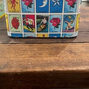 Loteria train cases . 3 piece set . Silver handle and silver head zippers .